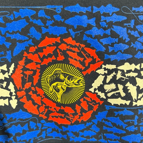 Colorado State Flag Hoodie Women's Large Fishing Themed Hooded Sweatshirt Blue - Picture 4 of 9